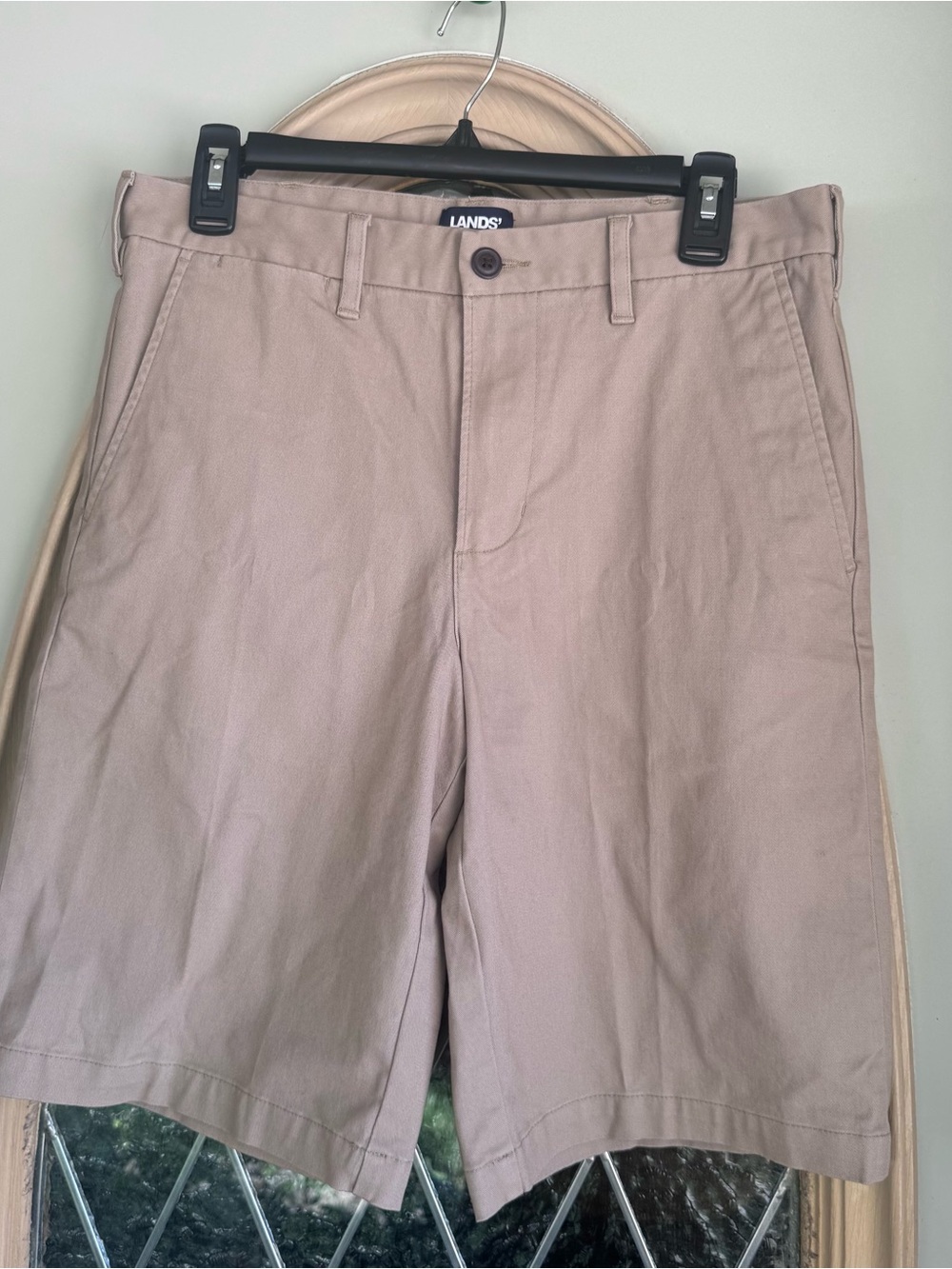 Lands' End Men's Tan Flat Front Chino Shorts